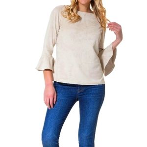 Sail to Sable Faux Suede Bell Sleeve Top